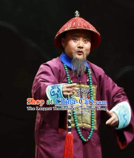 Xu Tietang Traditional Chinese Qin Opera Qing Dynasty Minister Stage Performance Costumes and Headwear for Men