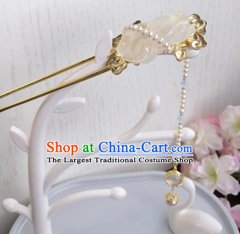 Traditional Chinese Classical Jade Tassel Hairpins Ancient Hanfu Hair Accessories for Women