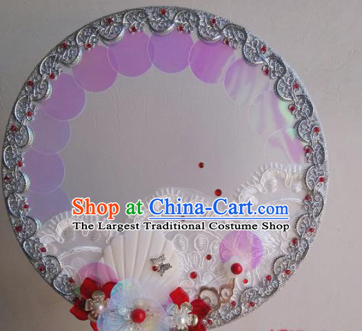Traditional Chinese Classical Silk Palace Fans Hanfu Bride Round Fan for Women