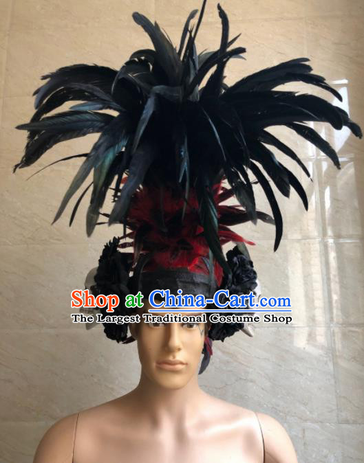 Top Halloween Deluxe Feather Headwear Brazilian Carnival Samba Dance Hair Accessories for Men