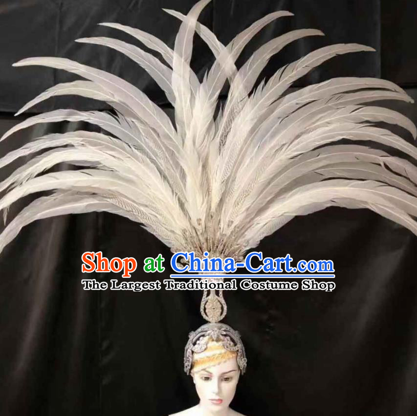 Top Halloween White Feather Headwear Brazilian Carnival Samba Dance Hair Accessories for Women