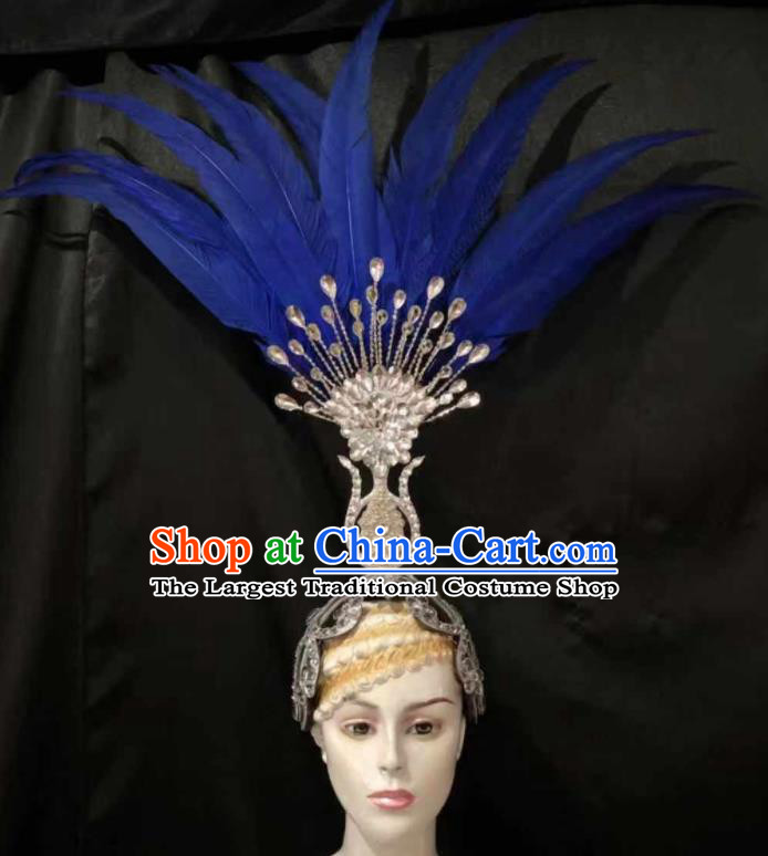Top Halloween Royalblue Feather Headwear Brazilian Carnival Samba Dance Hair Accessories for Women