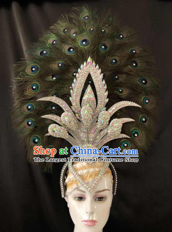Top Halloween Samba Dance Deluxe Peacock Feather Hat Brazilian Rio Carnival Hair Accessories for Women