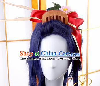 Traditional Japanese Cosplay Geisha Purple Wigs and Hair Accessories for Women