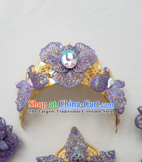 Traditional Chinese Cosplay Swordsman Purple Hairpins Ancient Hanfu Hair Accessories for Women