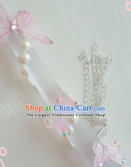 Traditional Chinese Cosplay Swordsman Pink Butterfly Hairpins Ancient Hanfu Hair Accessories for Women