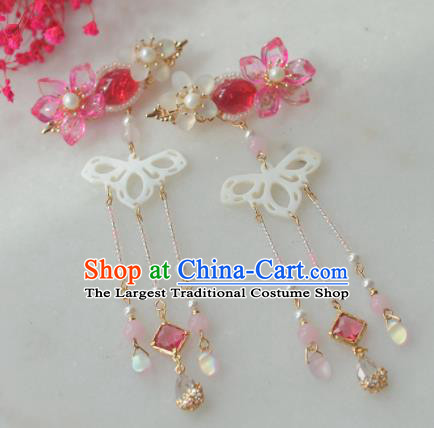 Traditional Chinese Classical Pink Flower Hair Claw Hairpins Ancient Princess Hanfu Hair Accessories for Women