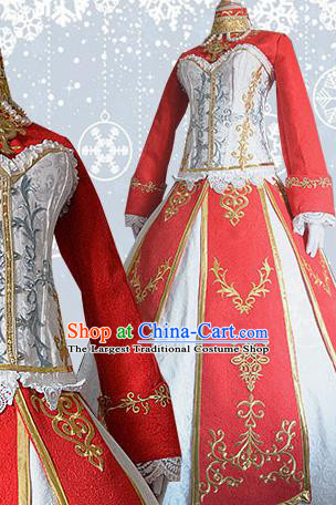 Traditional Japanese Cosplay Queen Red Dress Ancient Heroine Costume for Women