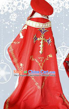 Traditional Japanese Cosplay Queen Red Dress Ancient Heroine Costume for Women