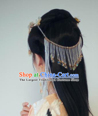 Traditional Chinese Classical Golden Tassel Hair Crown Hairpins Ancient Princess Hanfu Hair Accessories for Women