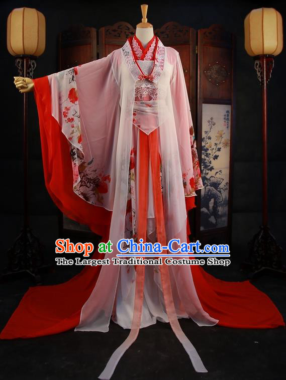 Traditional Chinese Cosplay Wedding Bride Red Dress Ancient Princess Costume for Women