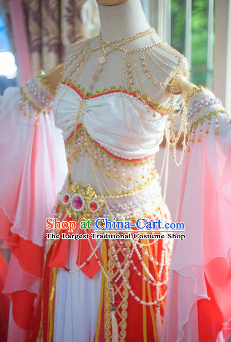 Chinese Flying Apsaras Classical Dance White Dress Ancient Princess Peri Costume for Women