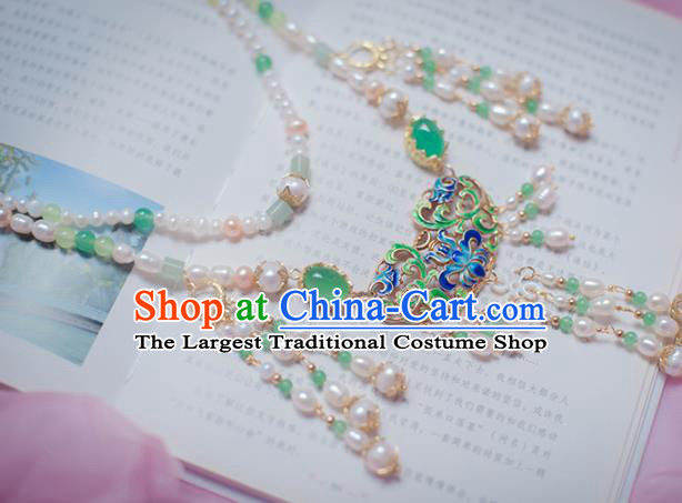 Traditional Chinese Hanfu Tang Dynasty Pearls Necklace Ancient Princess Necklet Accessories for Women
