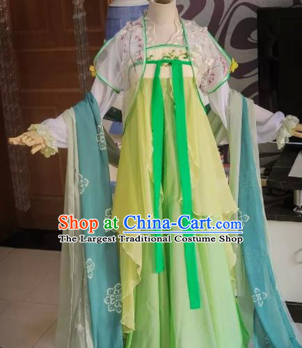 Chinese Tang Dynasty Female Swordsman Green Dress Ancient Princess Peri Costume for Women