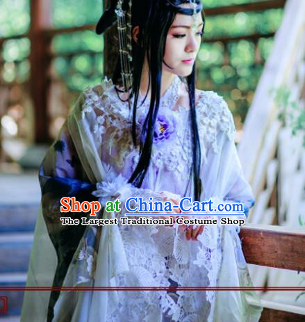 Chinese Cosplay Imperial Consort Lilac Dress Ancient Female Swordsman Knight Costume for Women