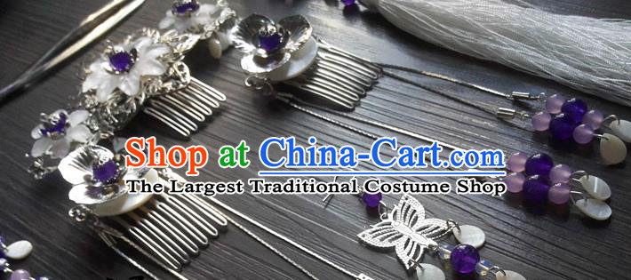 Traditional Chinese Classical Shell Hair Comb Tassel Hairpins Ancient Princess Hanfu Hair Accessories for Women