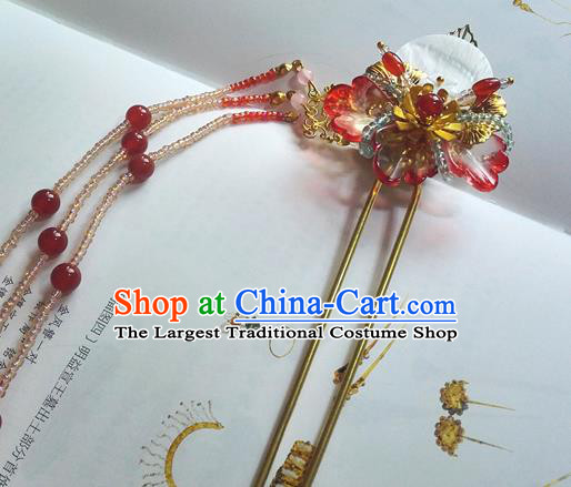 Traditional Chinese Classical Red Butterfly Tassel Hairpins Ancient Princess Hanfu Hair Accessories for Women