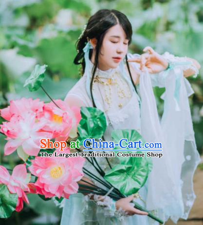 Chinese Cosplay Fairy Female Swordsman White Dress Ancient Knight Princess Costume for Women