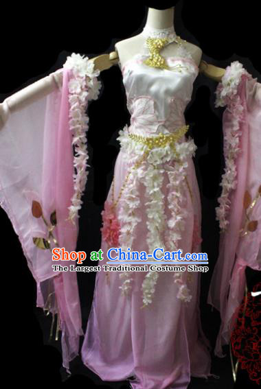 Chinese Cosplay Fairy Princess Pink Dress Ancient Female Swordsman Knight Costume for Women
