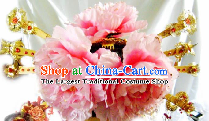 Traditional Chinese Tang Dynasty Queen Golden Hair Comb Hairpins Ancient Princess Hanfu Hair Accessories for Women