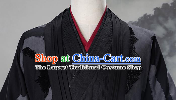 Traditional Chinese Cosplay Nobility Childe Black Clothing Ancient Swordsman Costume for Men