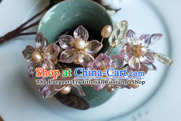 Traditional Chinese Hanfu Palace Purple Plum Hair Comb Hairpins Ancient Princess Hair Accessories for Women