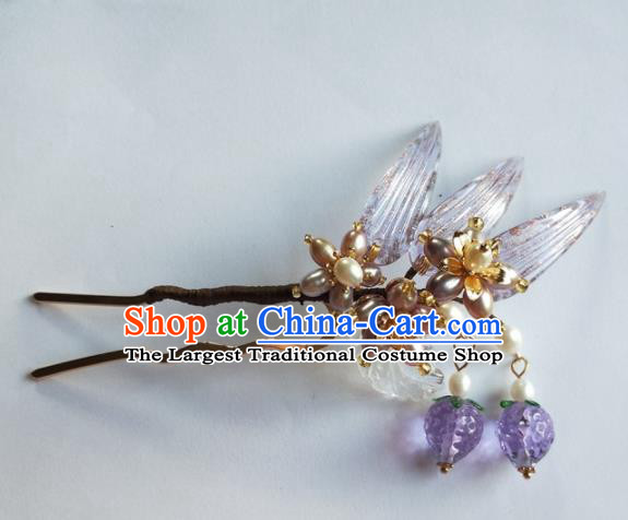 Traditional Chinese Hanfu Palace Purple Strawberry Hairpins Ancient Princess Hair Accessories for Women