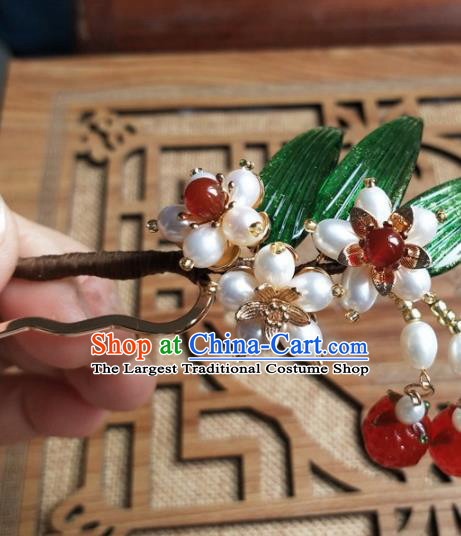 Traditional Chinese Hanfu Palace Red Strawberry Hairpins Ancient Princess Hair Accessories for Women