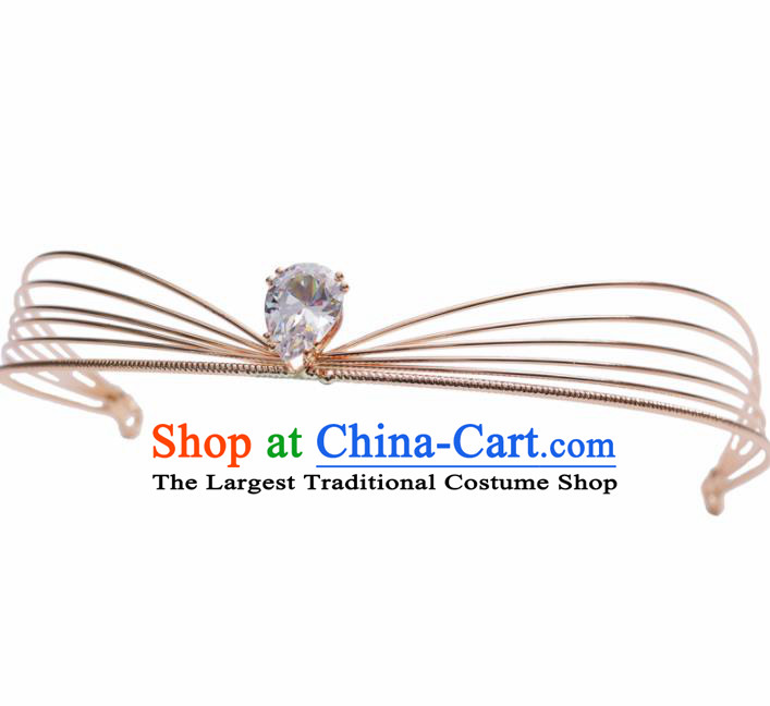 Top Grade Bride Golden Hair Clasp Royal Crown Handmade Wedding Hair Accessories for Women
