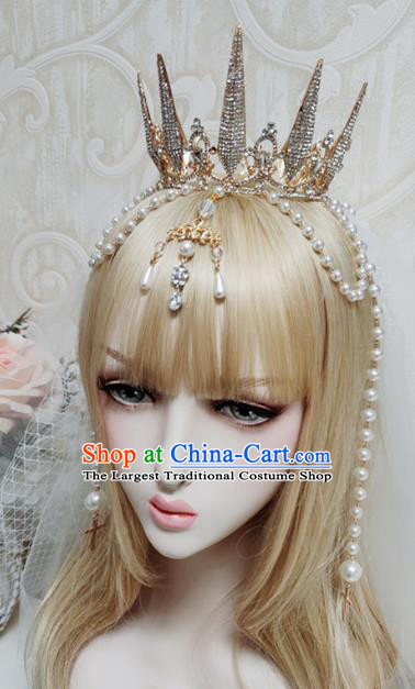 Top Grade Baroque Princess Royal Crown Handmade Crystal Hair Accessories for Women