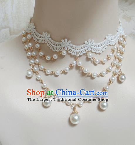 Top Grade Gothic White Lace Necklace Handmade Necklet Accessories for Women