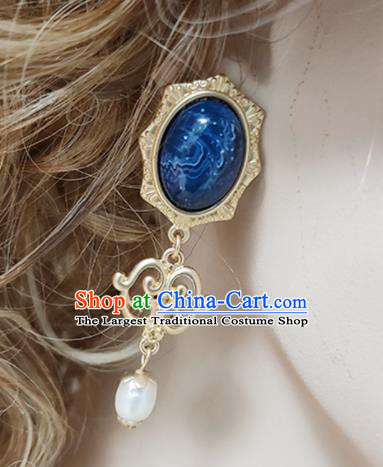 Top Grade Baroque Bride Sapphire Earrings Handmade Wedding Ear Accessories for Women