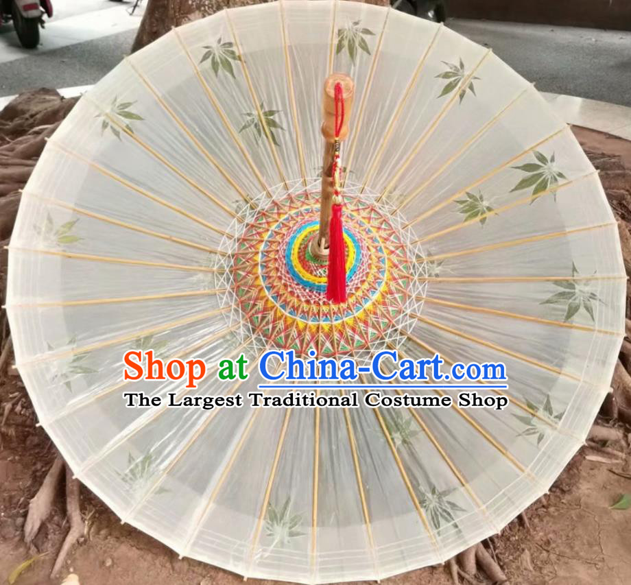 Chinese Handmade Bamboo Leaf Oil Paper Umbrella Traditional Umbrellas