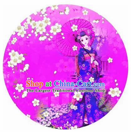 Japanese Handmade Printing Blue Kimono Geisha Oil Paper Umbrella Traditional Dance Umbrellas