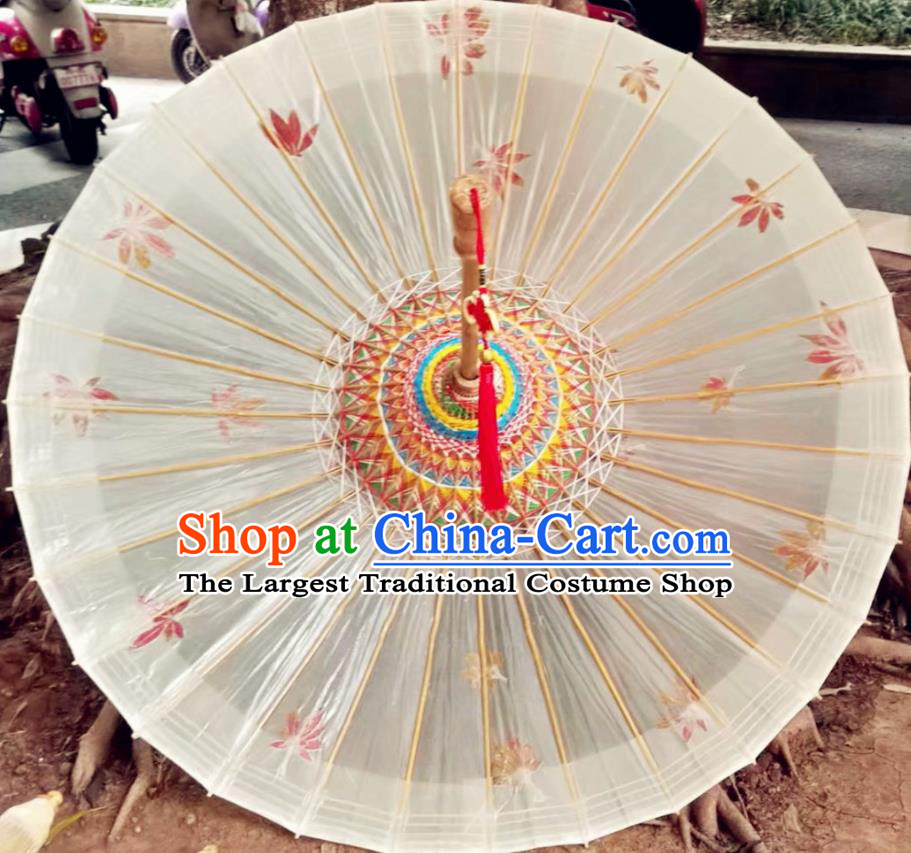 Chinese Handmade Red Leaf Oil Paper Umbrella Traditional Umbrellas