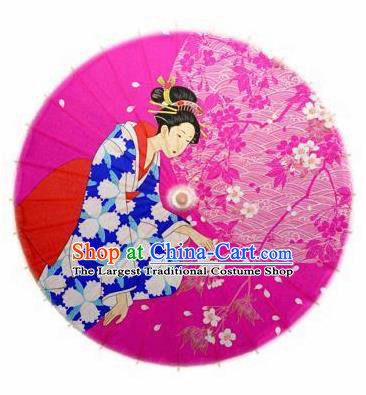 Japanese Handmade Printing Beauty Rosy Oil Paper Umbrella Traditional Dance Umbrellas