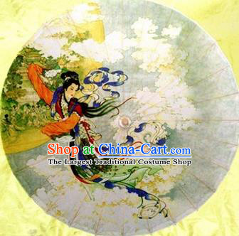 Chinese Handmade Printing Ancient Goddess Oil Paper Umbrella Traditional Decoration Umbrellas