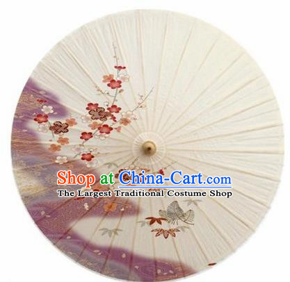 Chinese Classical Dance Printing Plum Handmade White Paper Umbrella Traditional Decoration Umbrellas