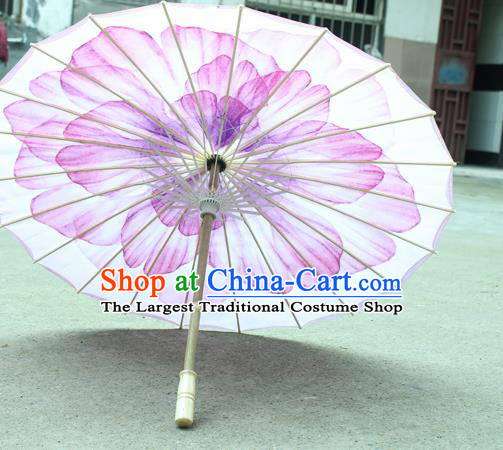 Handmade Chinese Classical Dance Printing Purple Peony Silk Umbrella Traditional Cosplay Decoration Umbrellas