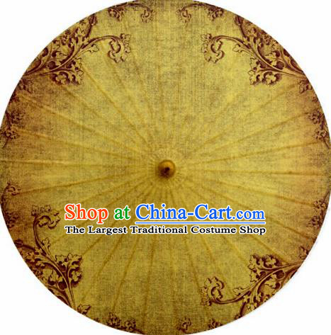 Chinese Classical Dance Handmade Printing Yellow Paper Umbrella Traditional Decoration Umbrellas