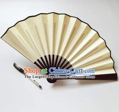 Chinese Handmade Beige Silk Fans Accordion Fan Traditional Decoration Folding Fan