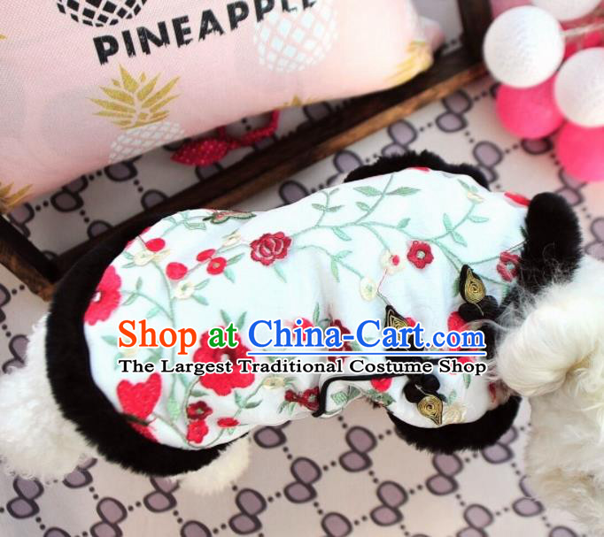 Traditional Asian Chinese Pets Clothing Winter Dog White Costumes for New Year