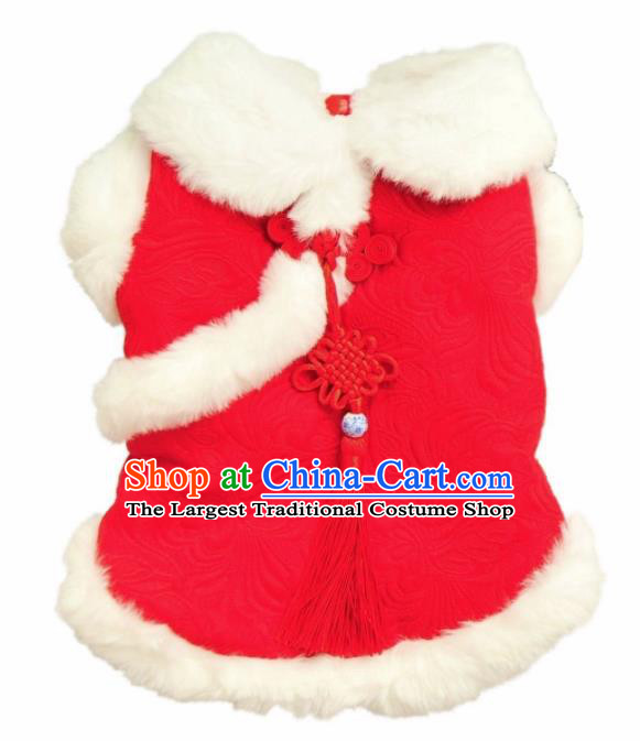 Traditional Asian Chinese Pets Clothing Winter Dog Red Costumes for New Year