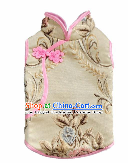 Traditional Asian Chinese Pets Clothing Dog Winter Khaki Cotton Padded Costumes for New Year