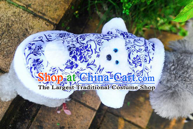 Traditional Asian Chinese Pets Clothing Dog Winter White Costumes for New Year