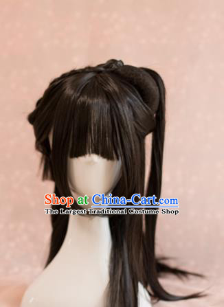 Traditional Chinese Ancient Song Dynasty Princess Wigs Cosplay Female Swordsman Chignon for Women