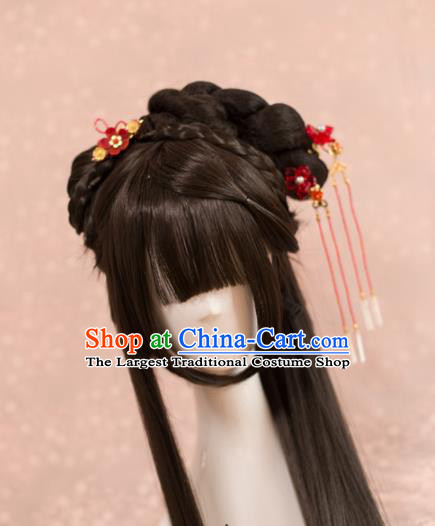 Traditional Chinese Song Dynasty Princess Wigs Cosplay Ancient Goddess Female Swordsman Chignon for Women
