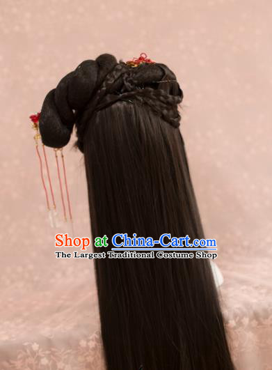 Traditional Chinese Song Dynasty Princess Wigs Cosplay Ancient Goddess Female Swordsman Chignon for Women