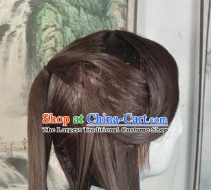Traditional Chinese Cosplay Goddess Female Swordsman Brown Wigs Sheath Ancient Princess Chignon for Women