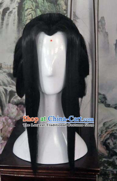Traditional Chinese Cosplay Taoist Nun Female Swordsman Black Wigs Sheath Ancient Princess Chignon for Women